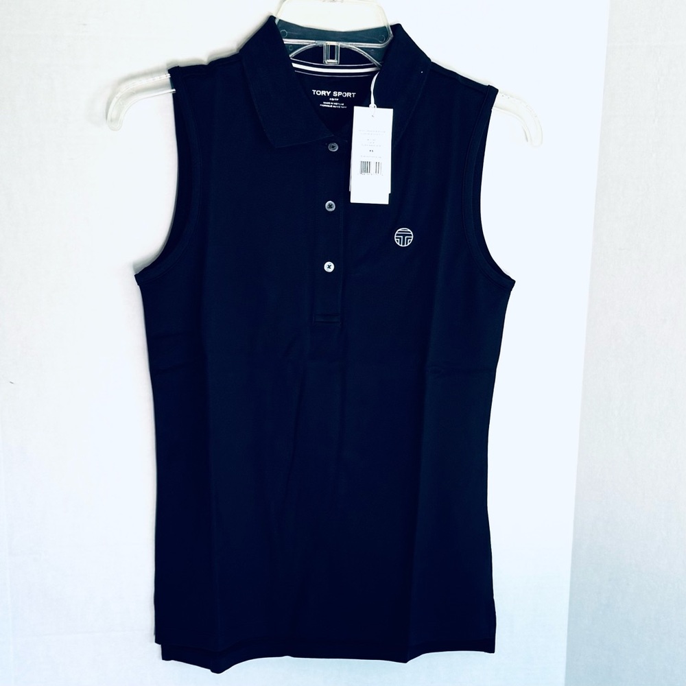 Tory Burch Sport Navy Performance Pique Sleeveless Polo NWT 17197